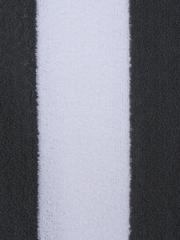 Set of 2 Grey & White Stripes Microfiber Towels