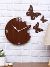 Butterfly Designer Wooden Wall Clock for Home, Brown