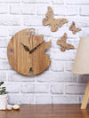 Butterfly Designer Wooden Wall Clock for Home, Beige