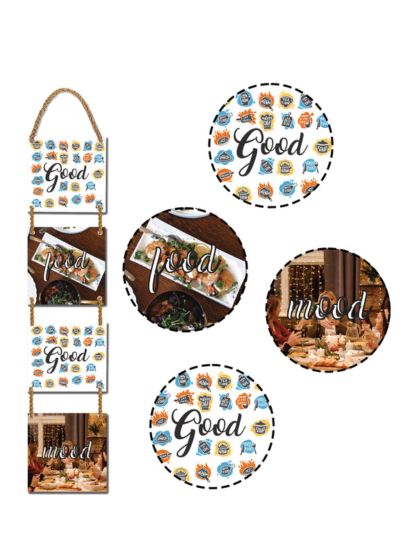 Good Food Good Mood 4 Blocks Wooden Wall Hanging