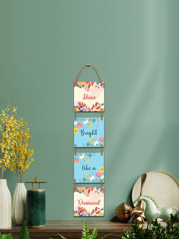 Shine Bright Like A Diamond 4 Blocks Wooden Wall Hanging