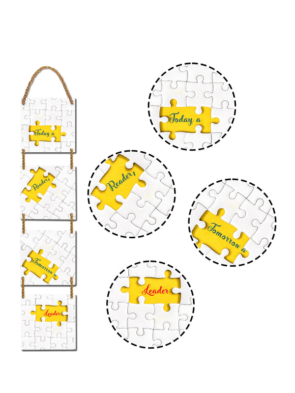 Today A Reader, Tomorrow A Leader 4 Blocks Wooden Wall Hanging