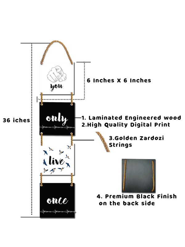 You Only Live Once 4 Blocks Wooden Wall Hanging