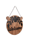 Welcome Round with Ear Wooden Wall Hanging
