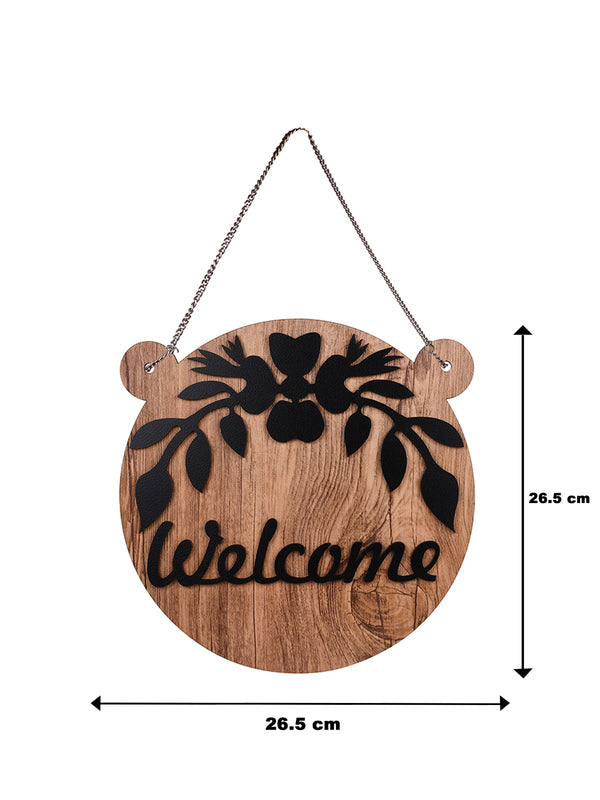 Welcome Round with Ear Wooden Wall Hanging
