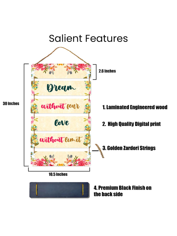 Dream Without Fear, Love Without Limit 6 Blocks Wooden Wall Hanging