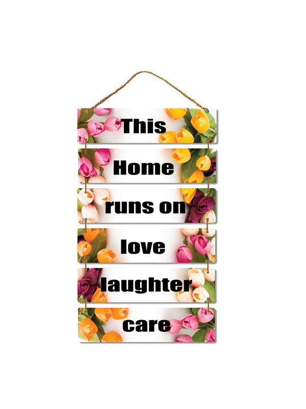This Home Runs on Love Laughter Care 6 Blocks Wooden Wall Hanging