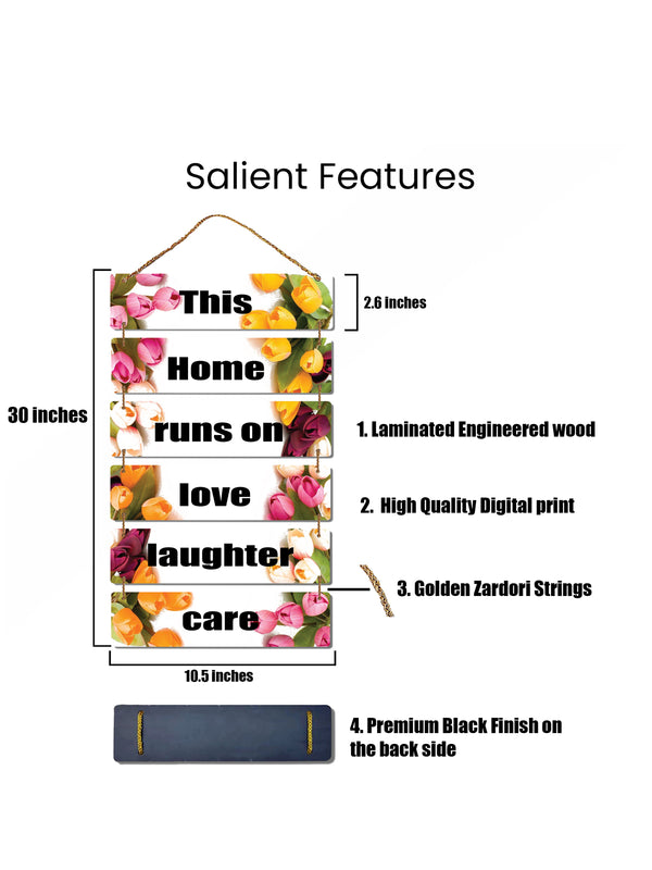 This Home Runs on Love Laughter Care 6 Blocks Wooden Wall Hanging