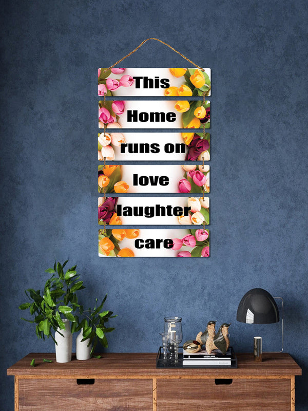 This Home Runs on Love Laughter Care 6 Blocks Wooden Wall Hanging