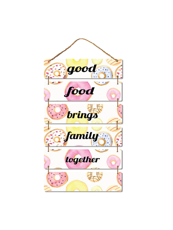 Good Food Brings Family Together 6 Blocks Wooden Wall Hanging