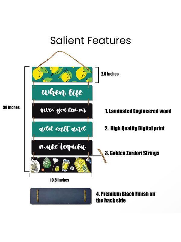 When Life Gives You Lemon Add Salt and Make Tequilla 6 Blocks Wooden Wall Hanging