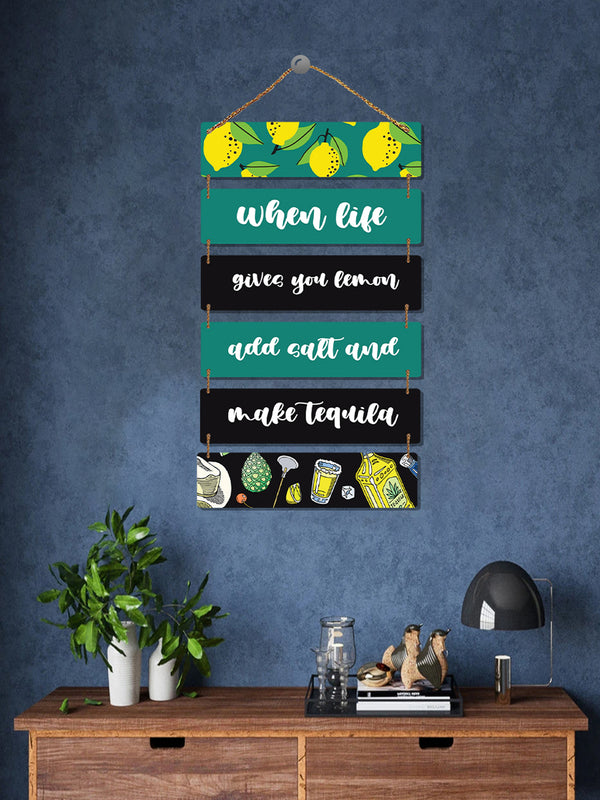 When Life Gives You Lemon Add Salt and Make Tequilla 6 Blocks Wooden Wall Hanging