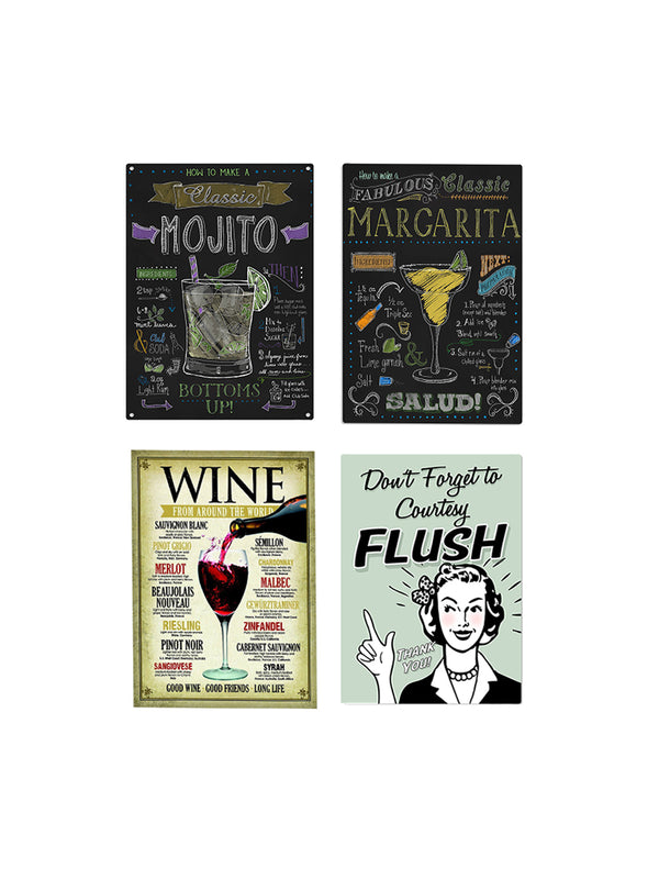 Bar Themed 4 Poster Wooden Wall Hanging