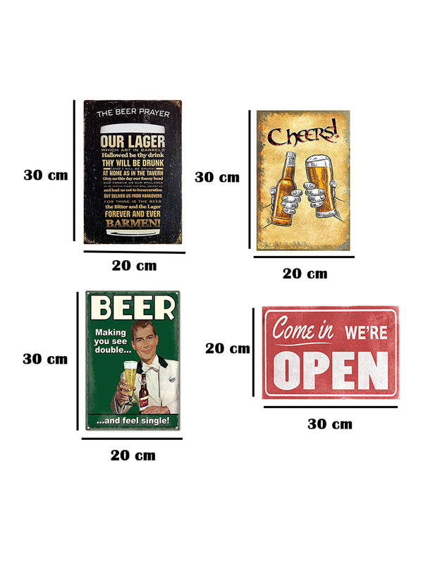 Bar Themed 4 Poster Wooden Wall Hanging
