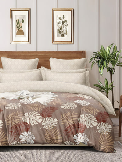 Brown Floral Patterned 150 Gsm Reversible Ac Comforter