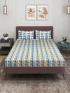 Blue Abstract Patterned 210 TC Queen Bedsheet with 2 Pillow Covers