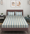 Blue Abstract Patterned 210 TC Queen Bedsheet with 2 Pillow Covers