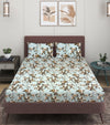 BLUE FLORAL PATTERNED 150 TC QUEEN BEDSHEET WITH 2 PILLOW COVERS