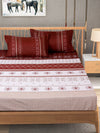 Maroon & Beige Geometric PATTERNED 240 TC QUEEN BEDSHEET WITH 2 PILLOW COVERS