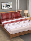 Maroon & Beige Geometric PATTERNED 240 TC QUEEN BEDSHEET WITH 2 PILLOW COVERS