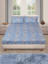 Blue Floral PATTERNED 144 TC QUEEN BEDSHEET WITH 2 PILLOW COVERS