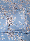 Blue Floral PATTERNED 144 TC QUEEN BEDSHEET WITH 2 PILLOW COVERS