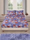 Blue Floral PATTERNED 144 TC QUEEN BEDSHEET WITH 2 PILLOW COVERS