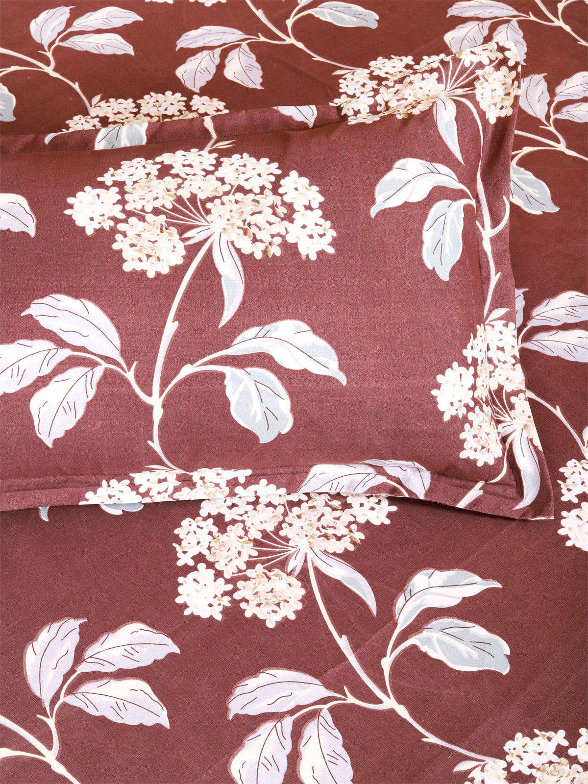Rust Floral PATTERNED 144 TC QUEEN BEDSHEET WITH 2 PILLOW COVERS