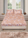 Beige Floral PATTERNED 144 TC QUEEN BEDSHEET WITH 2 PILLOW COVERS