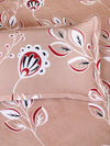 Beige Floral PATTERNED 144 TC QUEEN BEDSHEET WITH 2 PILLOW COVERS