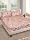 Beige Floral PATTERNED 144 TC QUEEN BEDSHEET WITH 2 PILLOW COVERS