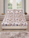 Beige Floral PATTERNED 144 TC QUEEN BEDSHEET WITH 2 PILLOW COVERS