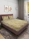 Beige Floral PATTERNED 300 TC QUEEN BEDSHEET WITH 2 PILLOW COVERS