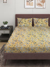 Beige Floral PATTERNED 300 TC QUEEN BEDSHEET WITH 2 PILLOW COVERS