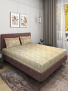 Beige Floral PATTERNED 300 TC QUEEN BEDSHEET WITH 2 PILLOW COVERS