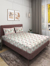 Multicolor Floral PATTERNED 300 TC QUEEN BEDSHEET WITH 2 PILLOW COVERS