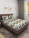 Multicolor Geometric PATTERNED 300 TC QUEEN BEDSHEET WITH 2 PILLOW COVERS