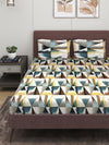 Multicolor Geometric PATTERNED 300 TC QUEEN BEDSHEET WITH 2 PILLOW COVERS