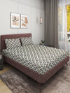 Multicolor Geometric PATTERNED 300 TC QUEEN BEDSHEET WITH 2 PILLOW COVERS