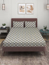 Multicolor Geometric PATTERNED 300 TC QUEEN BEDSHEET WITH 2 PILLOW COVERS