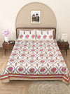 Mustard & Cream Ethnic Motifs PATTERNED 220 TC QUEEN BEDSHEET WITH 2 PILLOW COVERS