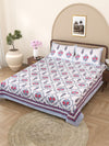 Blue & White Ethnic Motifs PATTERNED 220 TC QUEEN BEDSHEET WITH 2 PILLOW COVERS