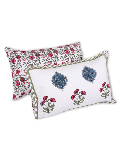 Multicolor Ethnic Motifs PATTERNED 220 TC QUEEN BEDSHEET WITH 2 PILLOW COVERS