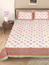 Pink & Cream Floral PATTERNED 220 TC QUEEN BEDSHEET WITH 2 PILLOW COVERS