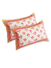 Pink & Cream, Mustard Floral PATTERNED 220 TC QUEEN BEDSHEET WITH 2 PILLOW COVERS