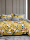 Mustard Floral PATTERNED 144 TC QUEEN BEDSHEET WITH 2 PILLOW COVERS