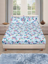 Blue Floral PATTERNED 144 TC QUEEN BEDSHEET WITH 2 PILLOW COVERS