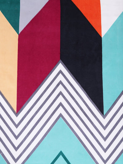 Teal Geometric PATTERNED 144 TC QUEEN BEDSHEET WITH 2 PILLOW COVERS