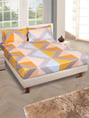 Mustard & Blue Geometric PATTERNED 144 TC QUEEN BEDSHEET WITH 2 PILLOW COVERS