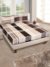 Beige & Brown Ethnic Motifs PATTERNED 144 TC QUEEN BEDSHEET WITH 2 PILLOW COVERS